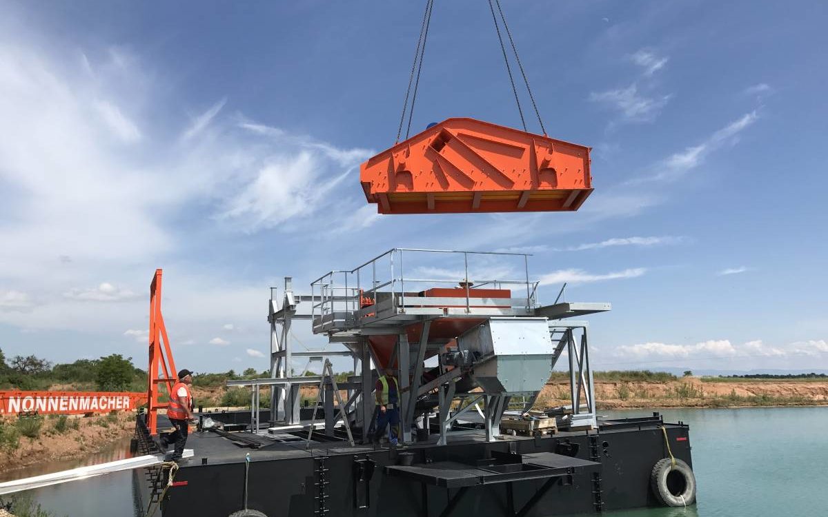 Montage drague flottante à Brumath Saverne